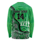 Custom Melbourne Stars Long Sleeve Shirt Indigenous Art - Grunge Style