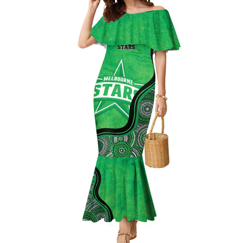 Custom Melbourne Stars Mermaid Dress Indigenous Art - Grunge Style