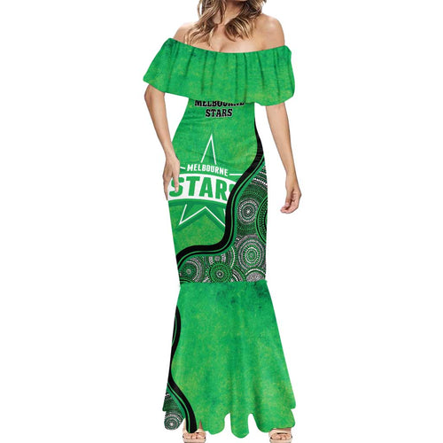 Custom Melbourne Stars Mermaid Dress Indigenous Art - Grunge Style