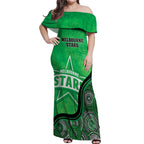 Custom Melbourne Stars Off Shoulder Maxi Dress Indigenous Art - Grunge Style