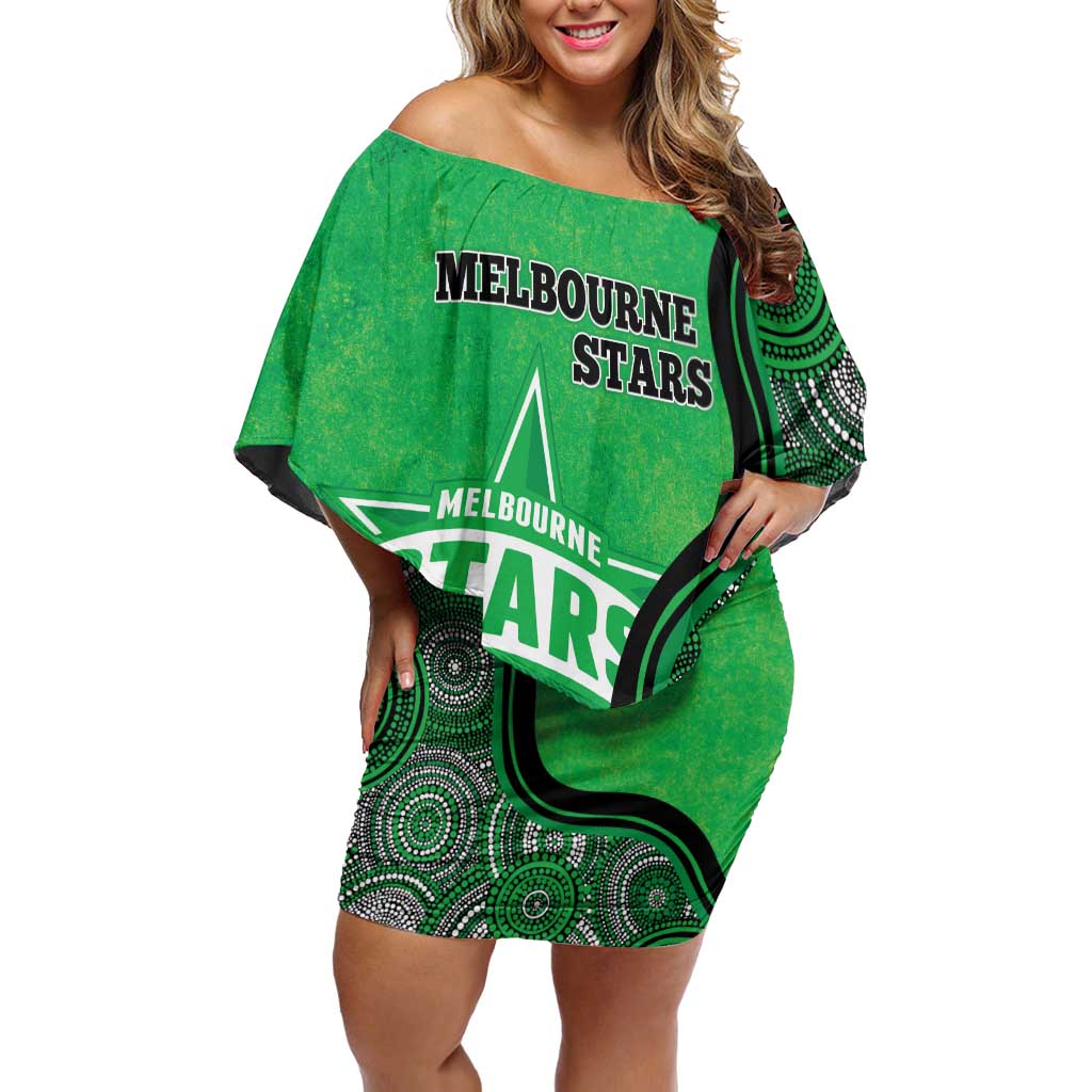 Custom Melbourne Stars Off Shoulder Short Dress Indigenous Art - Grunge Style