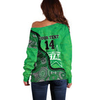 Custom Melbourne Stars Off Shoulder Sweater Indigenous Art - Grunge Style