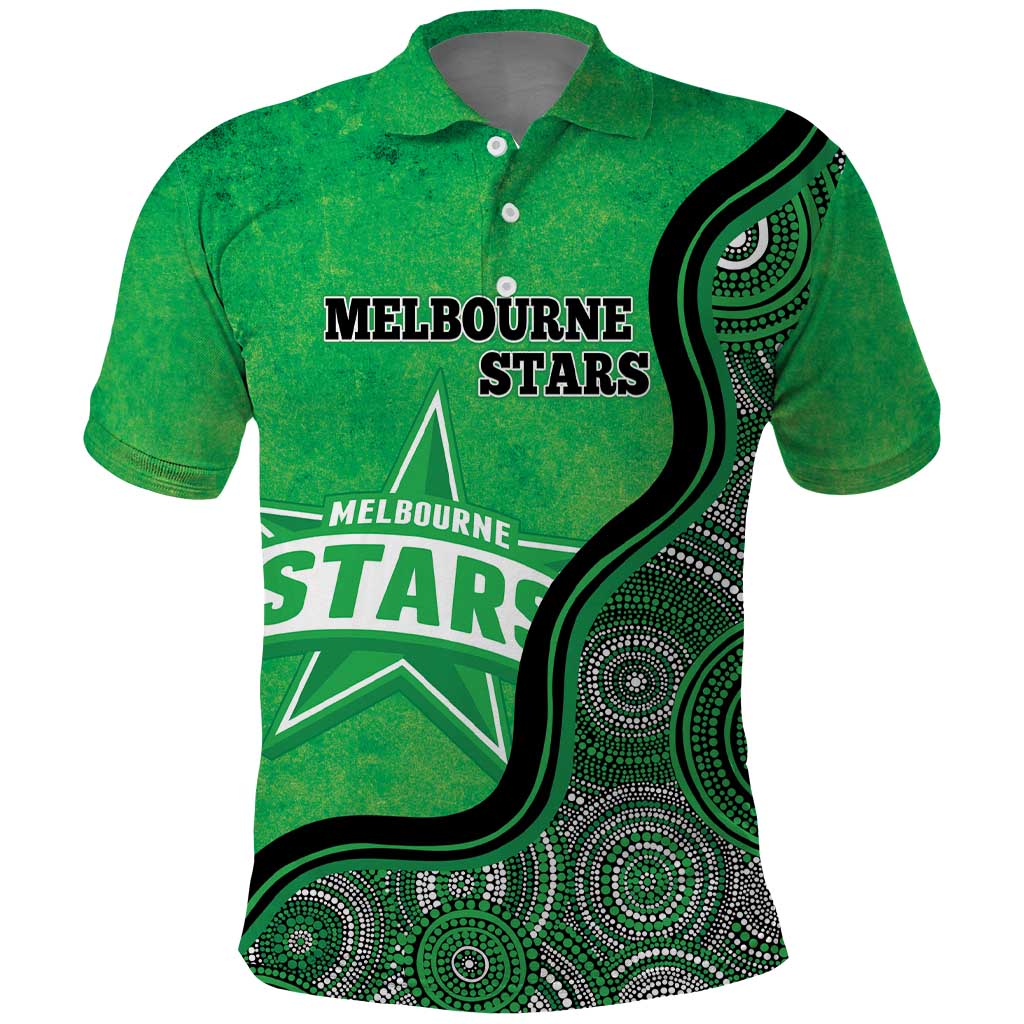 Custom Melbourne Stars Polo Shirt Indigenous Art - Grunge Style