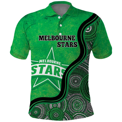 Custom Melbourne Stars Polo Shirt Indigenous Art - Grunge Style