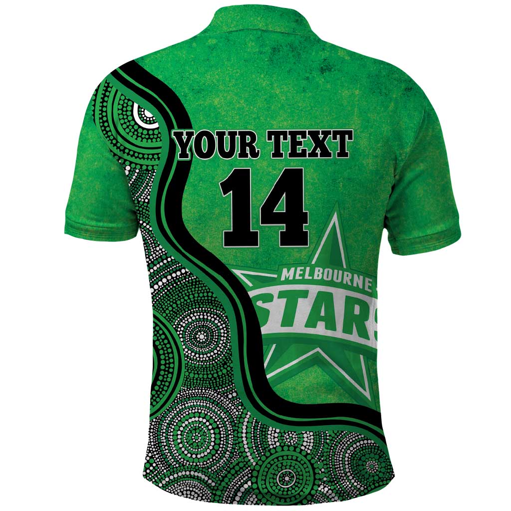Custom Melbourne Stars Polo Shirt Indigenous Art - Grunge Style