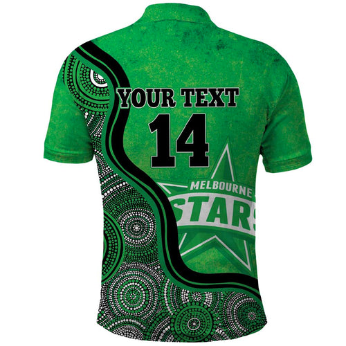 Custom Melbourne Stars Polo Shirt Indigenous Art - Grunge Style