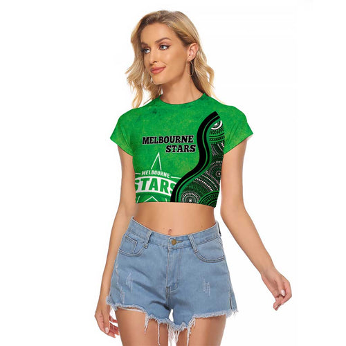 Custom Melbourne Stars Raglan Cropped T Shirt Indigenous Art - Grunge Style