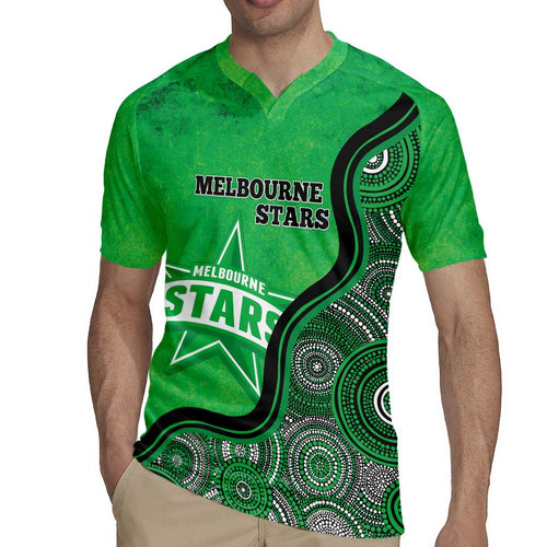 Custom Melbourne Stars Rugby Jersey Indigenous Art - Grunge Style