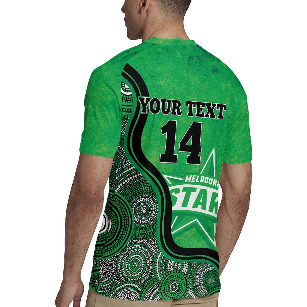 Custom Melbourne Stars Rugby Jersey Indigenous Art - Grunge Style