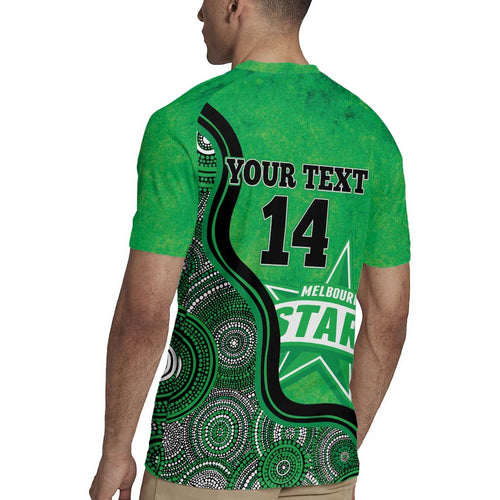 Custom Melbourne Stars Rugby Jersey Indigenous Art - Grunge Style