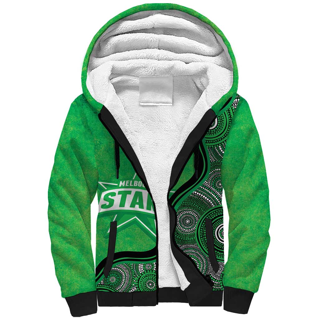 Custom Melbourne Stars Sherpa Hoodie Indigenous Art - Grunge Style