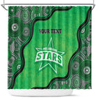 Custom Melbourne Stars Shower Curtain Indigenous Art - Grunge Style