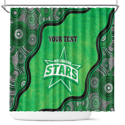 Custom Melbourne Stars Shower Curtain Indigenous Art - Grunge Style