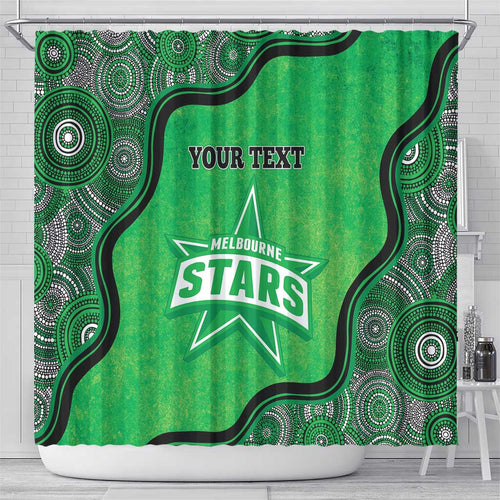 Custom Melbourne Stars Shower Curtain Indigenous Art - Grunge Style