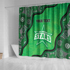 Custom Melbourne Stars Shower Curtain Indigenous Art - Grunge Style