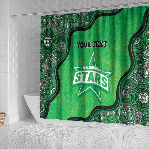 Custom Melbourne Stars Shower Curtain Indigenous Art - Grunge Style