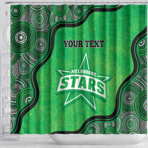 Custom Melbourne Stars Shower Curtain Indigenous Art - Grunge Style