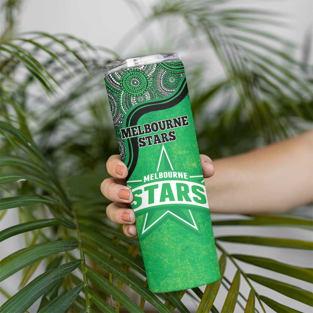 Custom Melbourne Stars Skinny Tumbler Indigenous Art - Grunge Style