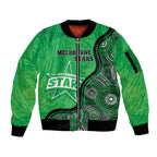 Custom Melbourne Stars Sleeve Zip Bomber Jacket Indigenous Art - Grunge Style