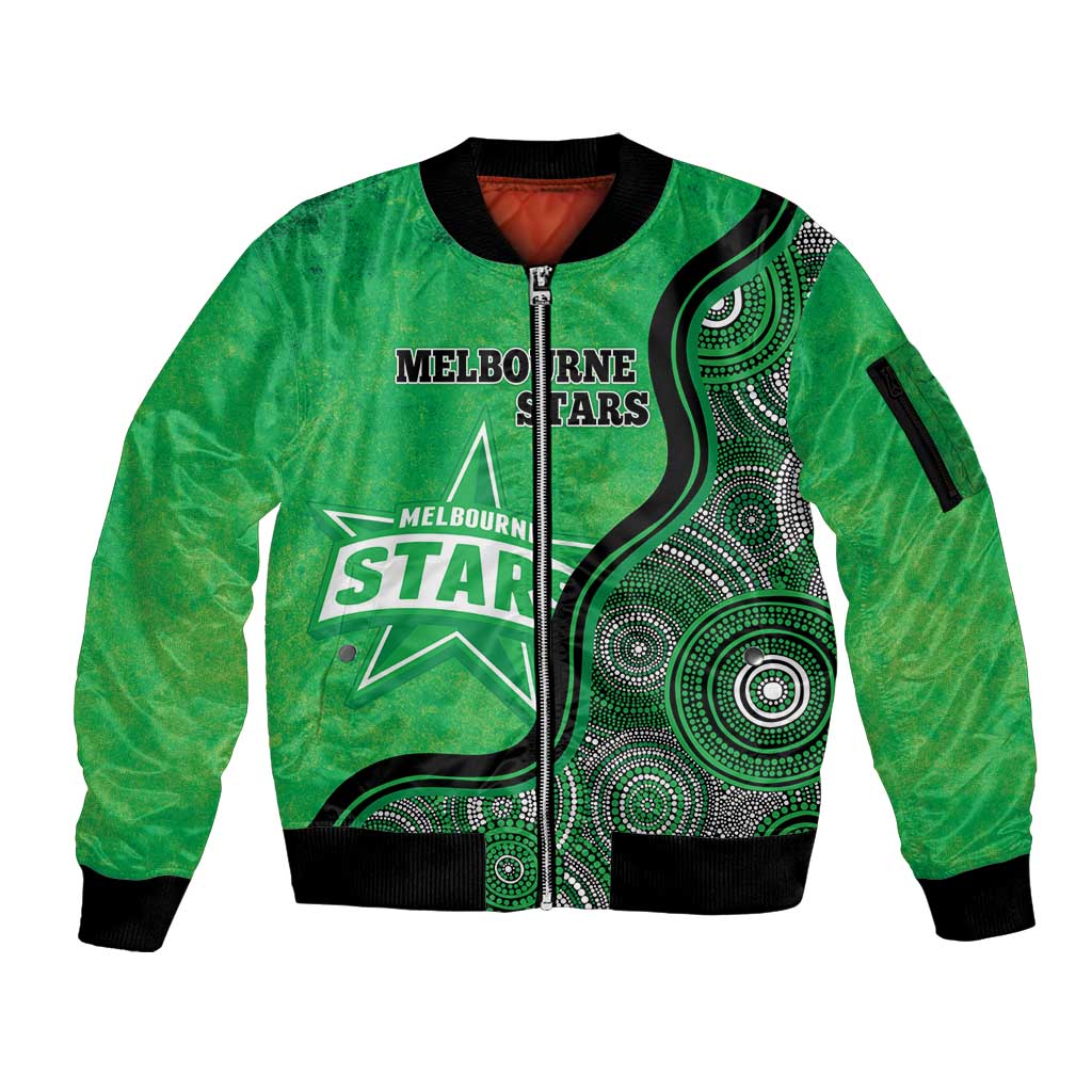 Custom Melbourne Stars Sleeve Zip Bomber Jacket Indigenous Art - Grunge Style