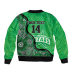 Custom Melbourne Stars Sleeve Zip Bomber Jacket Indigenous Art - Grunge Style