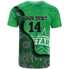 Custom Melbourne Stars T Shirt Indigenous Art - Grunge Style