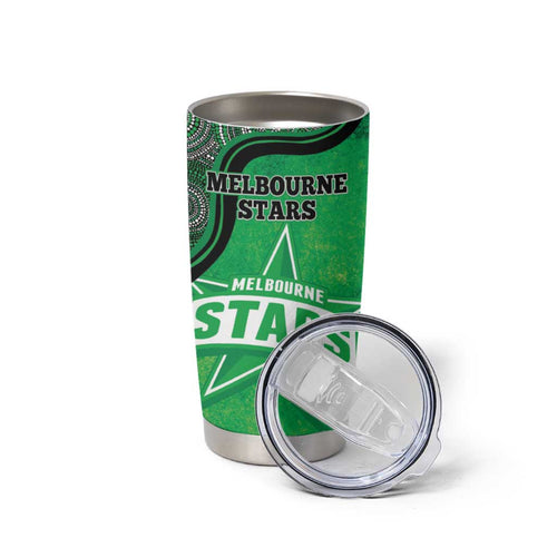 Custom Melbourne Stars Tumbler Cup Indigenous Art - Grunge Style