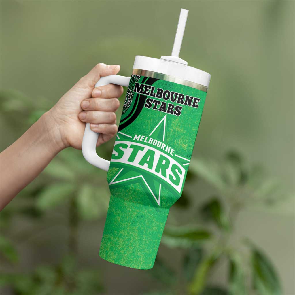 Custom Melbourne Stars Tumbler With Handle Indigenous Art - Grunge Style