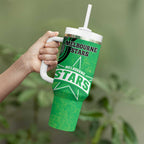 Custom Melbourne Stars Tumbler With Handle Indigenous Art - Grunge Style