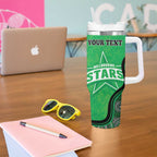 Custom Melbourne Stars Tumbler With Handle Indigenous Art - Grunge Style