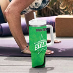Custom Melbourne Stars Tumbler With Handle Indigenous Art - Grunge Style