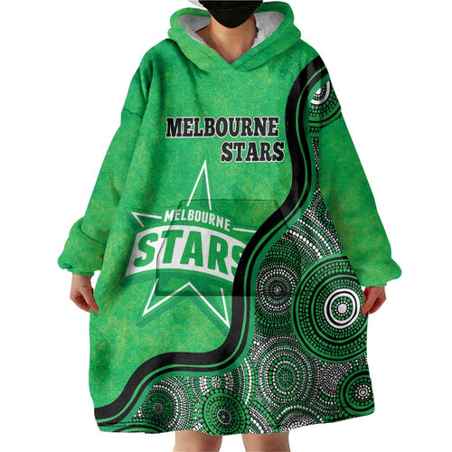 Custom Melbourne Stars Wearable Blanket Hoodie Indigenous Art - Grunge Style