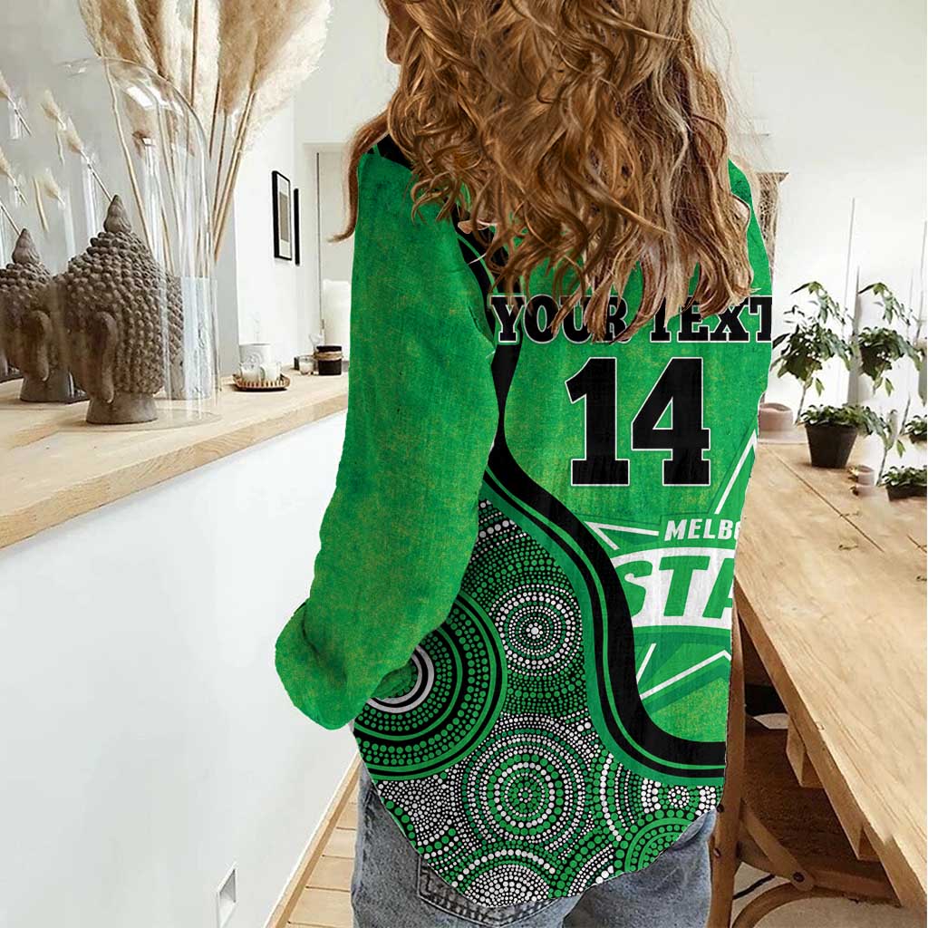 Custom Melbourne Stars Women Casual Shirt Indigenous Art - Grunge Style
