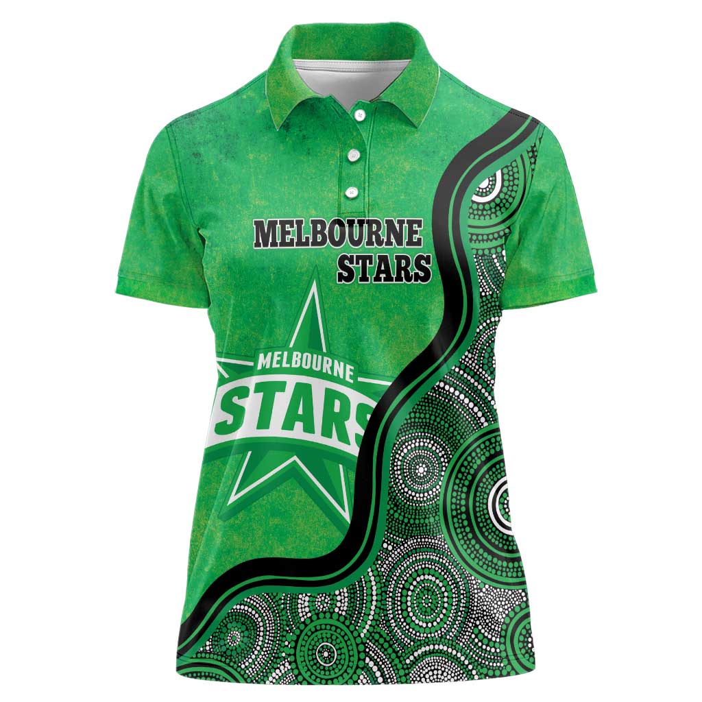 Custom Melbourne Stars Women Polo Shirt Indigenous Art - Grunge Style