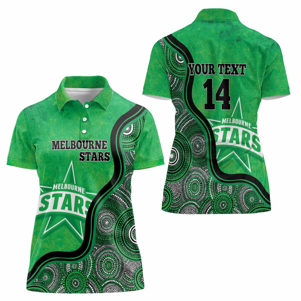 Custom Melbourne Stars Women Polo Shirt Indigenous Art - Grunge Style