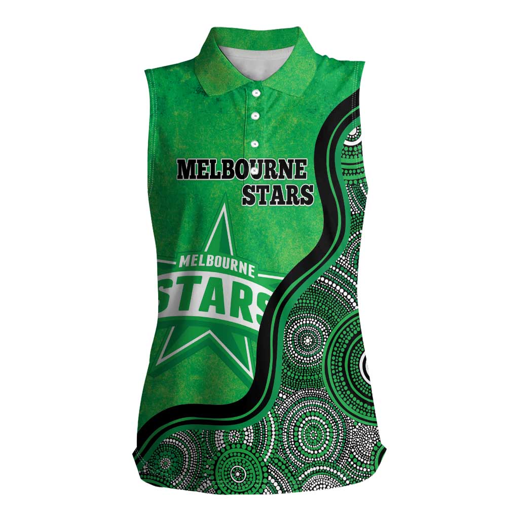 Custom Melbourne Stars Women Sleeveless Polo Shirt Indigenous Art - Grunge Style