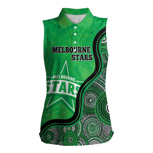 Custom Melbourne Stars Women Sleeveless Polo Shirt Indigenous Art - Grunge Style
