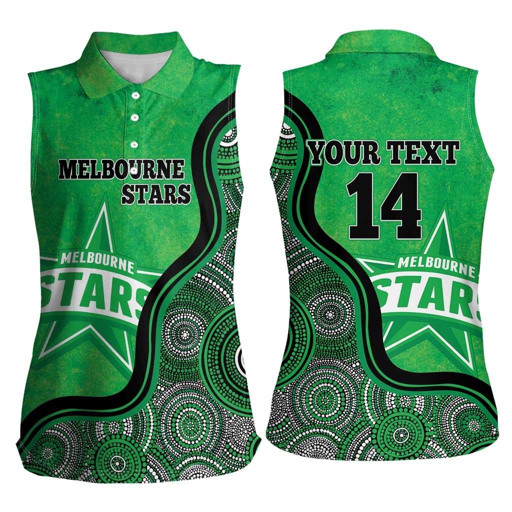 Custom Melbourne Stars Women Sleeveless Polo Shirt Indigenous Art - Grunge Style