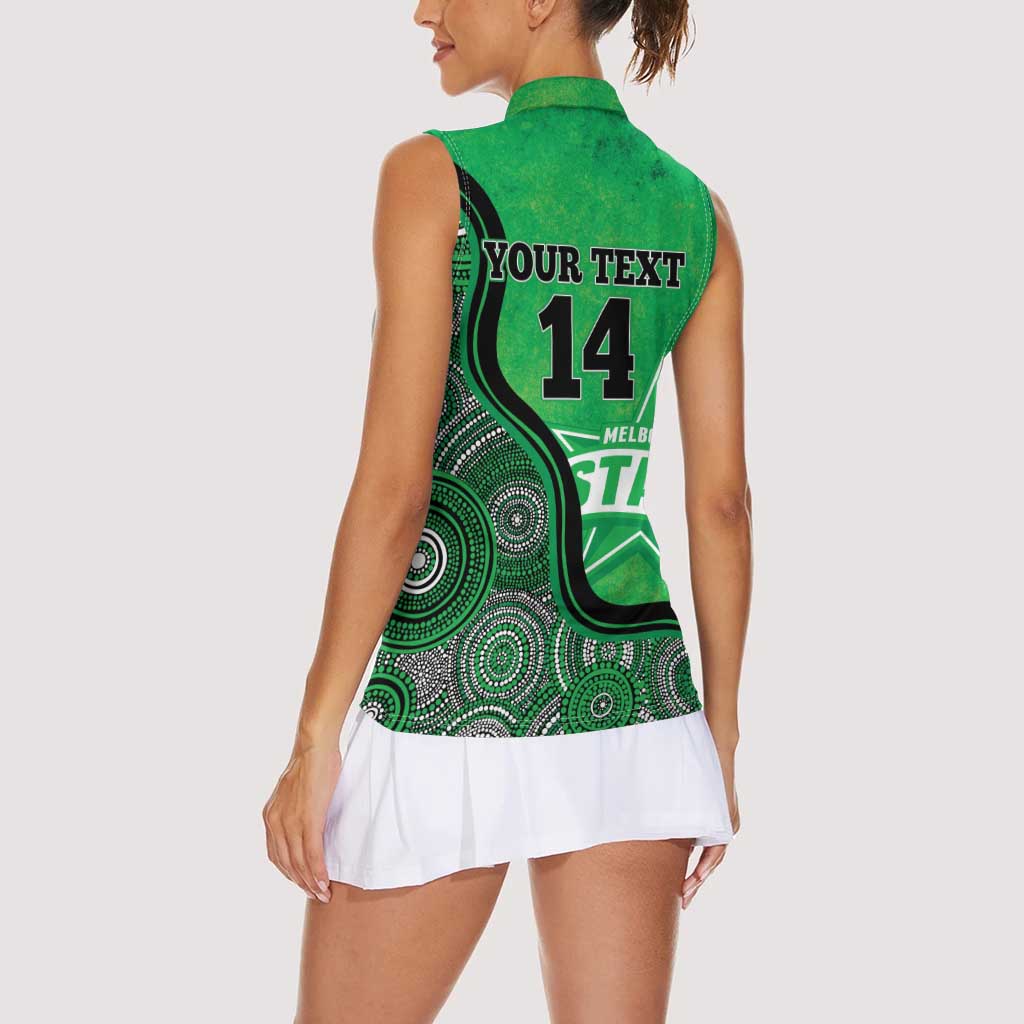 Custom Melbourne Stars Women Sleeveless Polo Shirt Indigenous Art - Grunge Style