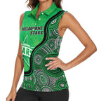 Custom Melbourne Stars Women Sleeveless Polo Shirt Indigenous Art - Grunge Style