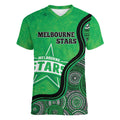 Custom Melbourne Stars Women V-Neck T-Shirt Indigenous Art - Grunge Style