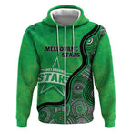 Custom Melbourne Stars Zip Hoodie Indigenous Art - Grunge Style