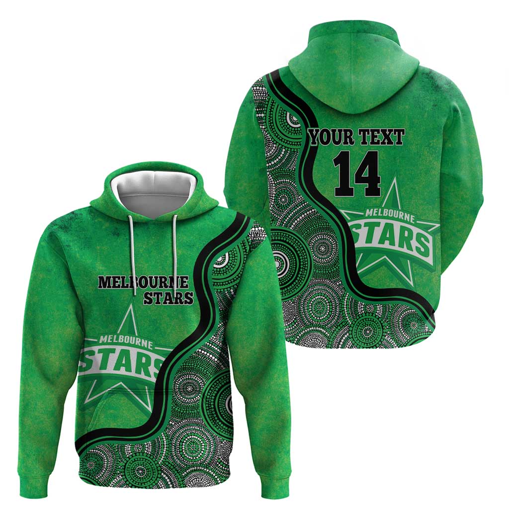 Custom Melbourne Stars Zip Hoodie Indigenous Art - Grunge Style