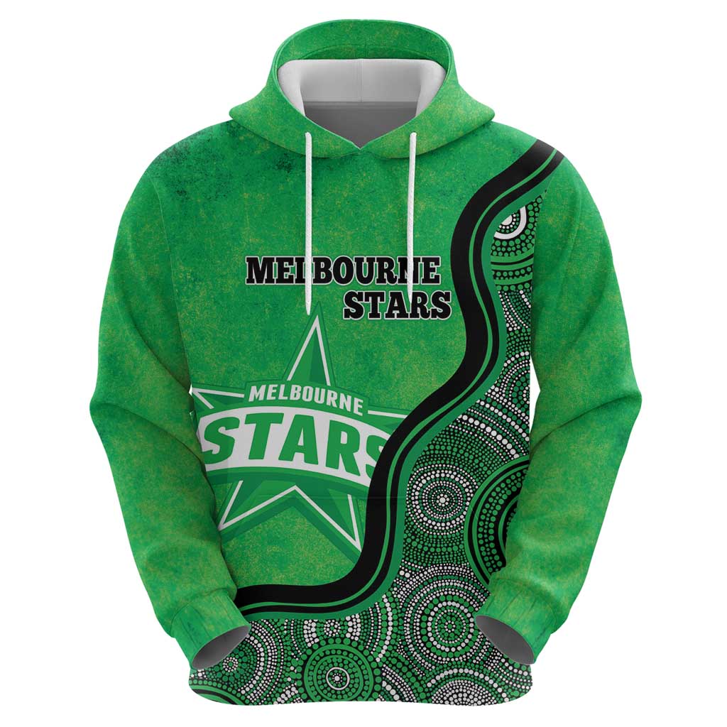 Custom Melbourne Stars Zip Hoodie Indigenous Art - Grunge Style