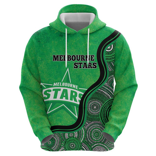 Custom Melbourne Stars Zip Hoodie Indigenous Art - Grunge Style