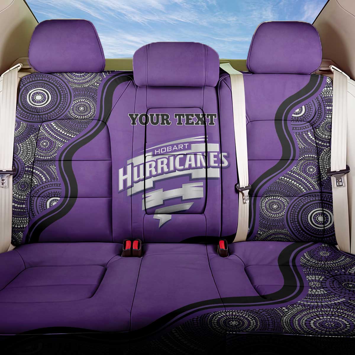 Custom Hobart Hurricanes Back Car Seat Cover Indigenous Art - Grunge Style
