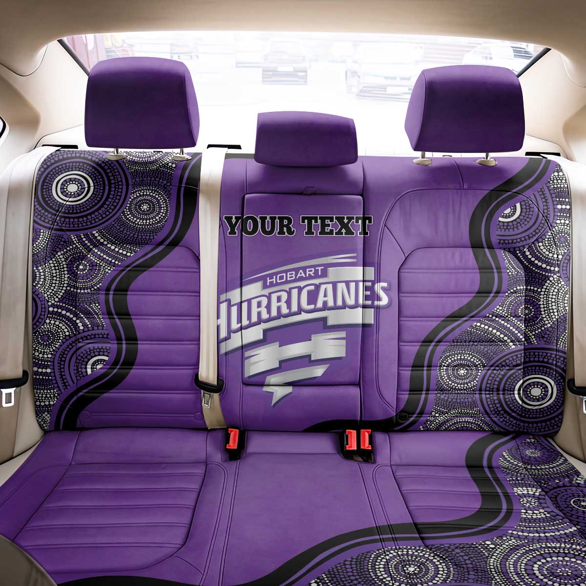 Custom Hobart Hurricanes Back Car Seat Cover Indigenous Art - Grunge Style