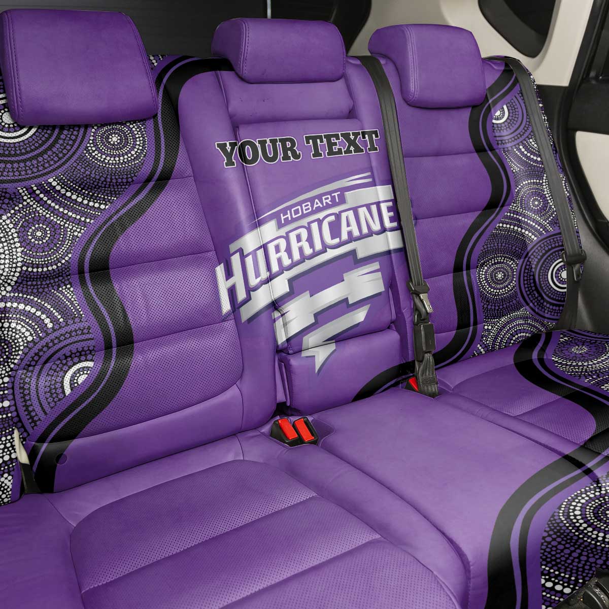 Custom Hobart Hurricanes Back Car Seat Cover Indigenous Art - Grunge Style