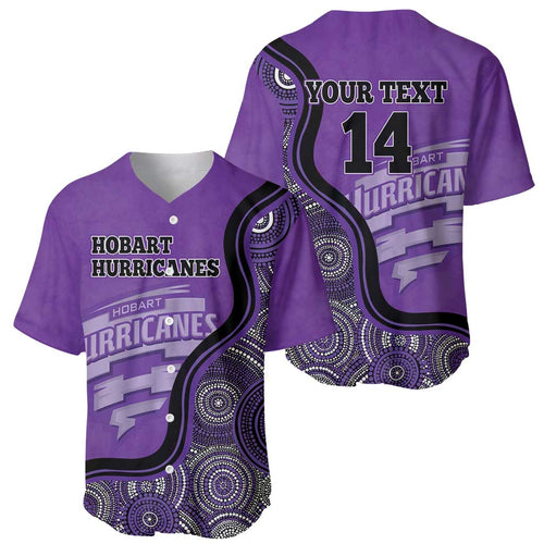 Custom Hobart Hurricanes Baseball Jersey Indigenous Art - Grunge Style