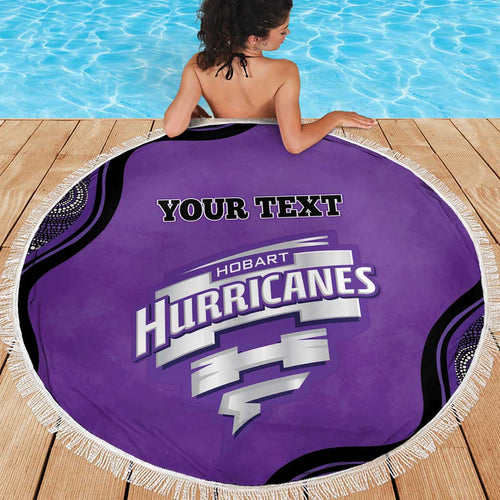 Custom Hobart Hurricanes Beach Blanket Indigenous Art - Grunge Style